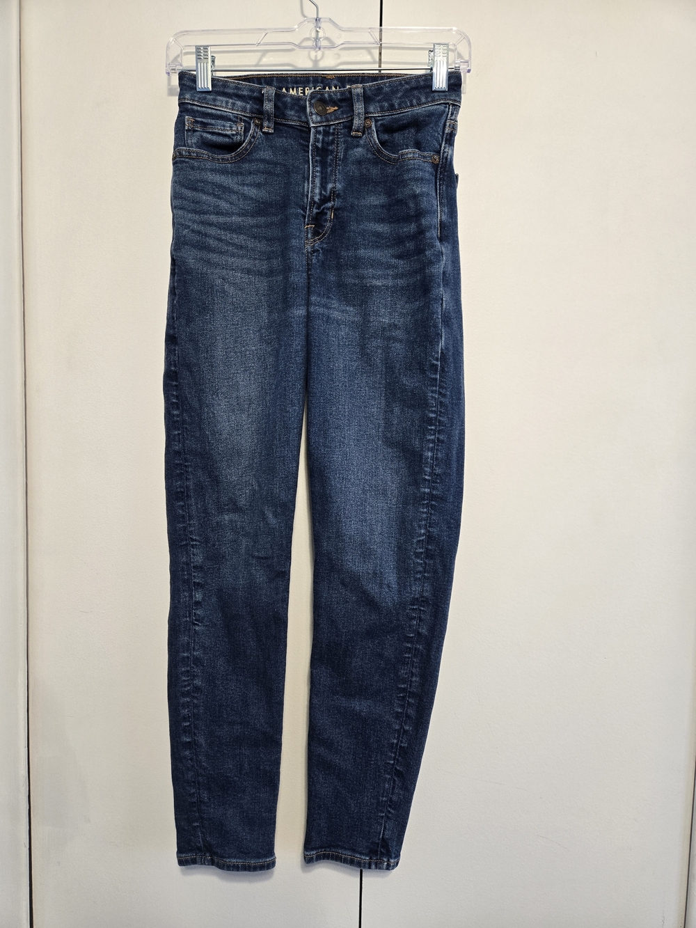 American Eagle Mom Jeans 0 Regular High Rise Dark Wash Stretch Denim AE